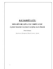 Bài nghiên cứu: mối liên hệ giữa các chiến lược cạnh tranh và chất lượng sản phẩm