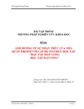 Bài tập nhóm Ảnh hưởng về sự nhận thức của nhà quản trị đối với cấp độ tổ chức học tập “học tập một vòng học tập hai vòng”