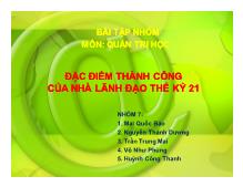 Bài tập nhóm Đặc điểm thành công của nhà lãnh đạo thế kỷ 21