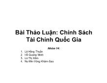 Bài Thảo Luận: Chính Sách Tài Chính Quốc Gia