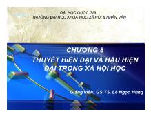 Bài thảo luận Chương 8- thuyết hiện đại và hậu hiện đại trong xã hội học