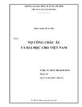Bài thảo luận Nợ công Châu Âu và bài học cho Việt Nam