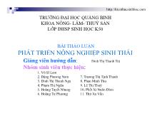 Bài thảo luận phát triển nông nghiệp sinh thái