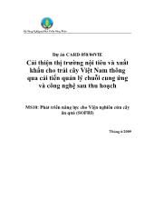 Báo cáo Cải thiện thị trường nội tiêu và xuất khẩu cho trái cây Việt Nam thông qua cải tiến quản lý chuỗi cung ứng và công nghệ sau thu hoạch