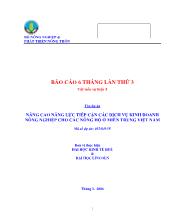 Báo cáo Nâng cao năng lực tiếp cận các dịch vụ kinh doanh nông nghiệp cho các nông hộ ở miền trung Việt Nam
