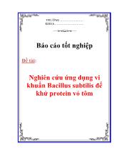 Báo cáo Nghiên cứu ứng dụng vi khuẩn Bacillus subtilis để khử protein vỏ tôm