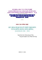 Báo cáo Tổng hợp Quy hoạch quản lý chất thải rắn vùng Đồng bằng Sông Hồng giai đoạn 2001 - 2010