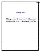 Chủ nghĩa duy vật nhân bản Phoiobac và vai trò của nó đối với sự ra đời của triết học Mác
