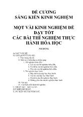Đề cương sáng kiến kinh nghiệm một vài kinh nghiệm để dạy tốt các bài thí nghiệm thực hành hóa học