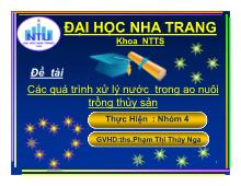 Đề tài Các quá trình xử lý nước trong ao nuôi trồng thủy sản