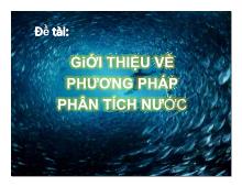 Đề tài Giới thiệu về phương pháp phân tích nước