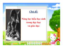 Đề tài Năng lực hiểu học sinh trong dạy học và giáo dục
