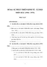 Đề tài Sự phát triển kinh tế - Xã hội miền bắc (1954 - 1975)