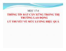 Đề tài Thông tin bất cân xứng trong thị trường lao động lý thuyết về mức lương hiệu quả