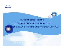 Đề tài Tư tưởng biện chứng trong triết học trung hoa cổ đại ảnh hưởng của nó đến tư duy của người Việt Nam