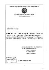 Đồ án Bước đầu xây dựng quy trình sản xuất nem chua quy mô công nghiệp tại xí nghiệp chế biến thực phẩm Nam Phong