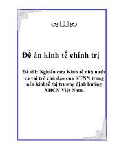 Đồ án Nghiên cứu Kinh tếnhà nước vàvai trò chủ đạo của KTNN trong nền kinhtếthịtrường định hướng XHCN Việt Nam