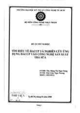 Đồ án Tìm hiểu về HACCP và nghiên cứu ứng dụng HACCP vào công nghệ sản xuất trà sữa