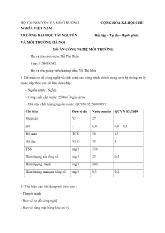 Đồ án Tính toán các công trình chính trong một hệ thống xử lý nước cấp theo các số liệu dưới đây: - Nguồn nước: Ngầm - Công suất cấp nước: 2500m 3 /ngày đêm - Chỉ tiêu chất lượng nguồn nước: QCVN 02:2009/BYT