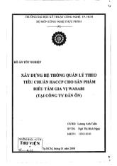 Đồ án Xây dựng hệ thống quản lý theo tiêu chuẩn HACCP cho sản phẩm điều tẩm vị Wasabi ( tại công ty Dân Ôn)