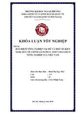 Khóa luận Bảo hiểm nông nghiệp tại Mỹ và một số kiến nghị đối với chính sách phát triển bảo hiểm nông nghiệp của Việt Nam