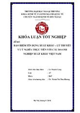 Khóa luận Bảo hiểm tín dụng xuất khẩu – lý thuyết và ý nghĩa thực tiễn với các doanh nghiệp xuất khẩu Việt Nam