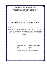 Khóa luận Chiến lược kinh doanh của công ty toyota Việt Nam trong điều kiện hội nhập kinh tế quốc tế
