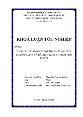 Khóa luận Chiến lƣược Marketing thành công của McDonald’s và bài học kinh nghiệm cho Phở 24