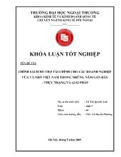 Khóa luận Chính sách hỗ trợ tài chính cho các doanh nghiệp vừa và nhỏ Việt Nam trong những năm gần đây – thực trạng và giải pháp