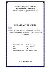 Khóa luận Công tác hoạch định chiến lược tại công ty cổ phần sản phẩm sinh thái – thực trạng và giải pháp
