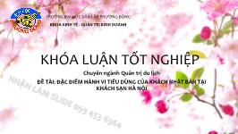 Khóa luận Đặc điểm hành vi tiêu dùng của khách nhật bản tại khách sạn Hà Nội