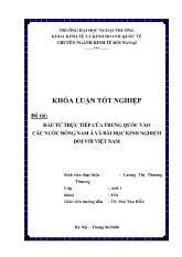 Khóa luận Đầu tư trực tiếp của trung quốc vào các nước đông nam á và bài học kinh nghiệm đối với Việt Nam