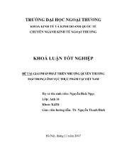 Khóa luận Giải pháp phát triển nhượng quyền thương mại trong lĩnh vực thực phẩm tại Việt Nam