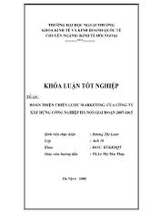 Khóa luận Hoàn thiện chiến lược marketing của công ty xây dựng công nghiệp hà nội giai đoạn 2007-2015