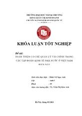 Khóa luận Hoàn thiện cơ chế quản lý tài chính trong các tập đoàn kinh tế nhà nƣước ở Việt Nam hiện nay