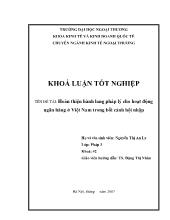 Khóa luận Hoàn thiện hành lang pháp lý cho hoạt động ngân hàng ở Việt Nam trong bối cảnh hội nhập