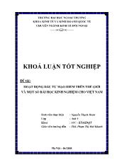 Khóa luận Hoạt động đầu tư mạo hiểm trên thế giới và một số bài học kinh nghiệm cho Việt Nam