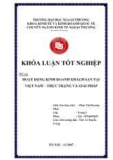 Khóa luận Hoạt động kinh doanh khách sạn tại Việt Nam – thực trạng và giải pháp