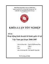 Khóa luận Hoạt động kinh doanh lữ hành quốc tế tại Việt Nam giai đoạn 2000-2007