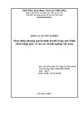 Khóa luận Hoạt động nhượng quyền kinh doanh trong quá trình thâm nhập quốc tế của các doanh nghiệp Việt Nam