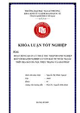 Khóa luận Hoạt động quản lý thuế thu nhập doanh nghiệp đối với doanh nghiệp có vốn đầu tƣ nƣớc ngoài trên địa bàn Hà Nội, thực trạng và giải pháp