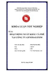 Khóa luận Hoạt động xuất khẩu cà phê tại công ty generalexim