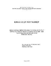Khóa luận Khảo sát đặc điểm nông học và năng suất của 7 giống lúa thuần trong vụ đông xuân 2008 – 2009 tại xã đại hải, huyện kếsách tỉnh Sóc Trăng