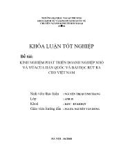 Khóa luận Kinh nghiệm phát triển doanh nghiệp nhỏ và vừa của hàn quốc và bài học rút ra cho Việt Nam