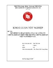 Khóa luận Mô hình và hoạt động của các công ty chứng khoán trên thị trường chứng khoán Việt Nam hiện nay