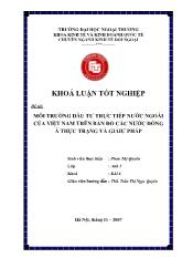 Khóa luận Môi trường đầu tư trực tiếp nước ngoài của Việt Nam trên bản đồ các nước đông á thực trạng và giải pháp