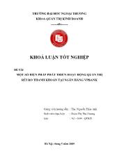 Khóa luận Một số biện pháp phát triển hoạt động quản trị rủi ro thanh khoản tại ngân hàng vpbank