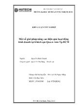 Khóa luận Một số giải pháp nâng cao hiệu quả hoạt động kinh doanh tại khách sạn Queen Ann Tp.HCM