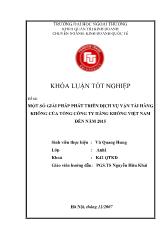 Khóa luận Một số giải pháp phát triển dịch vụ vận tải hàng không của tổng công ty hàng không Việt Nam đến năm 2015