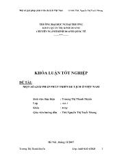 Khóa luận Một số giải pháp phát triển du lịch ở Việt Nam